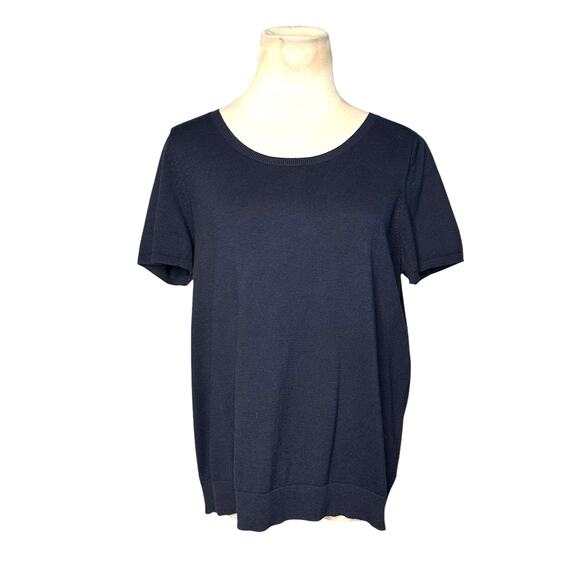 Talbots navy blue short sleeves sweater top size X - 14 - Picture 1 of 16